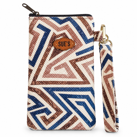 blue geometric long Glasses Case