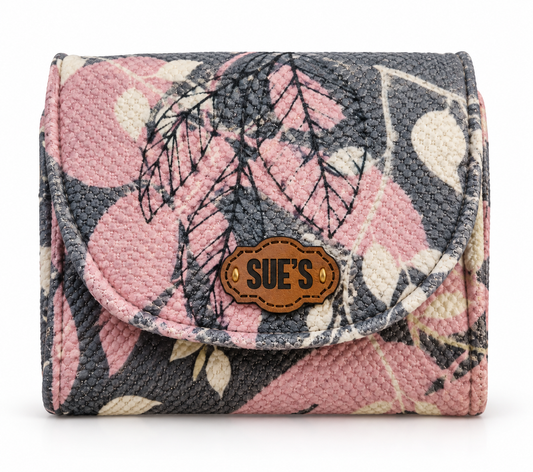 Gray & pink Small  Wallet 12*11 cm
