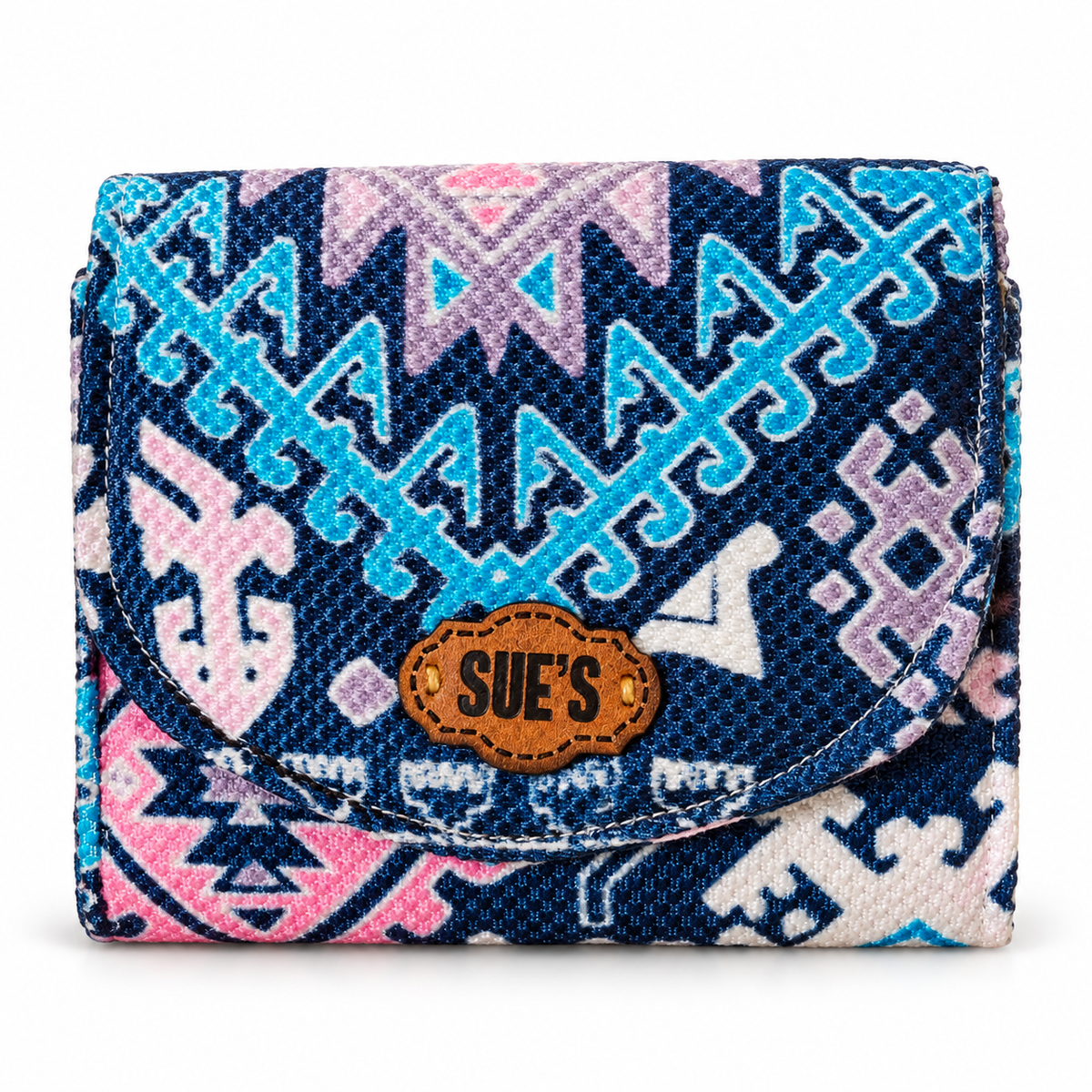 Geometric blue small Wallet 12*11cm