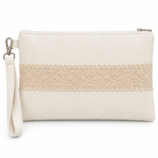 Off white withe lace handmade Clutch