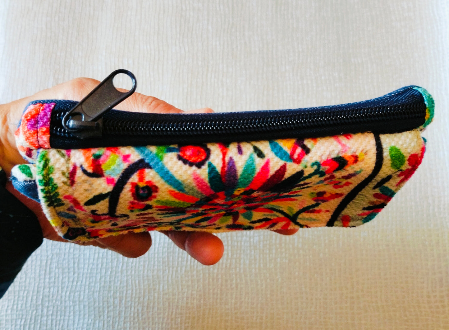 Jeans with embroidery  design trifold wallet