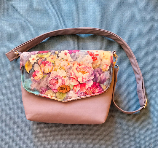 Gray flower color small cross bag