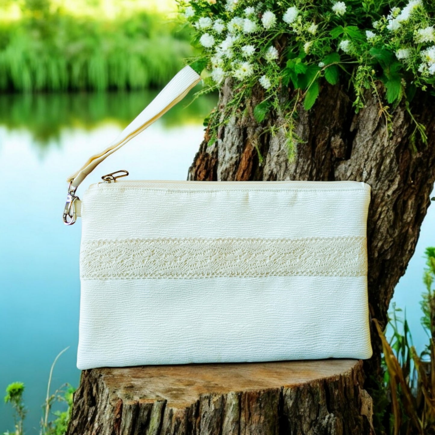 Off white withe lace handmade Clutch