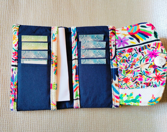 Jeans with embroidery  design trifold wallet