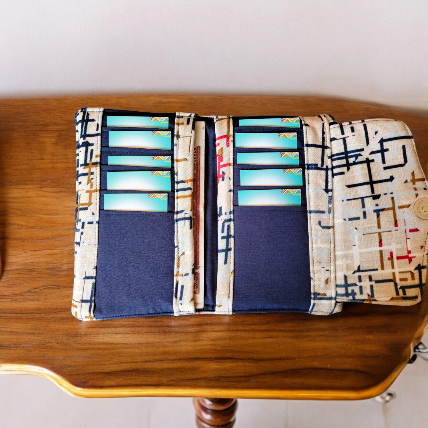 Abstract  beige trifold wallet