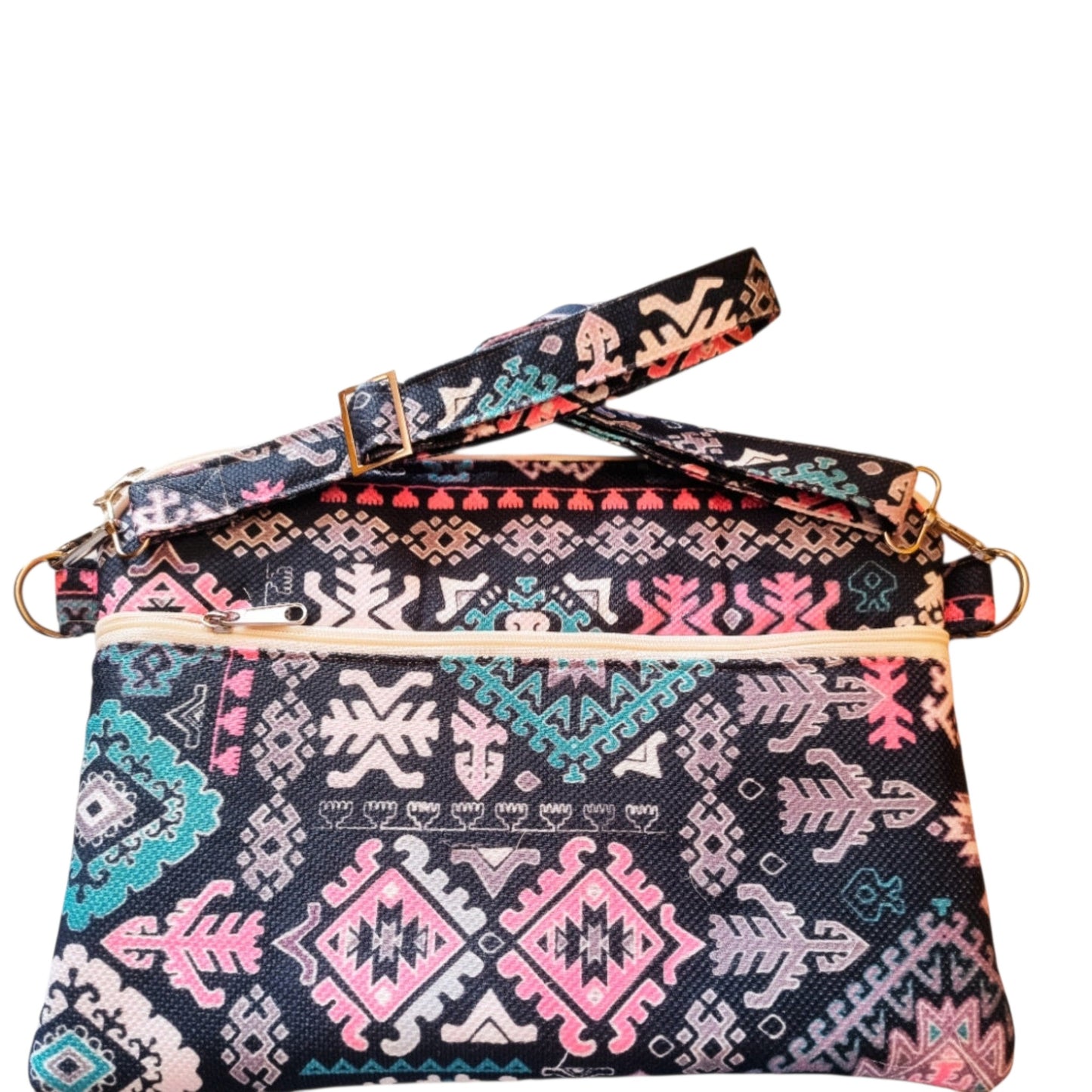 Suepatchwork handmade 15.6-inch laptop sleeve featuring an oriental blue patterned fabric with a cross-body strap.