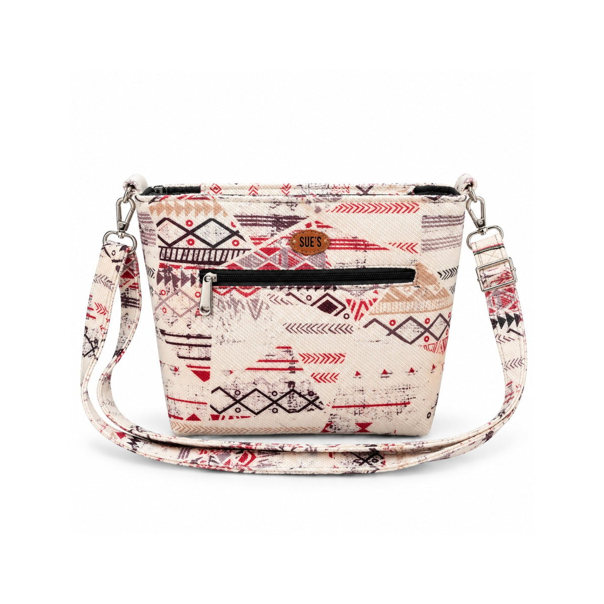 White  geometric Patchwork Medium Cross Bag 30*25cm