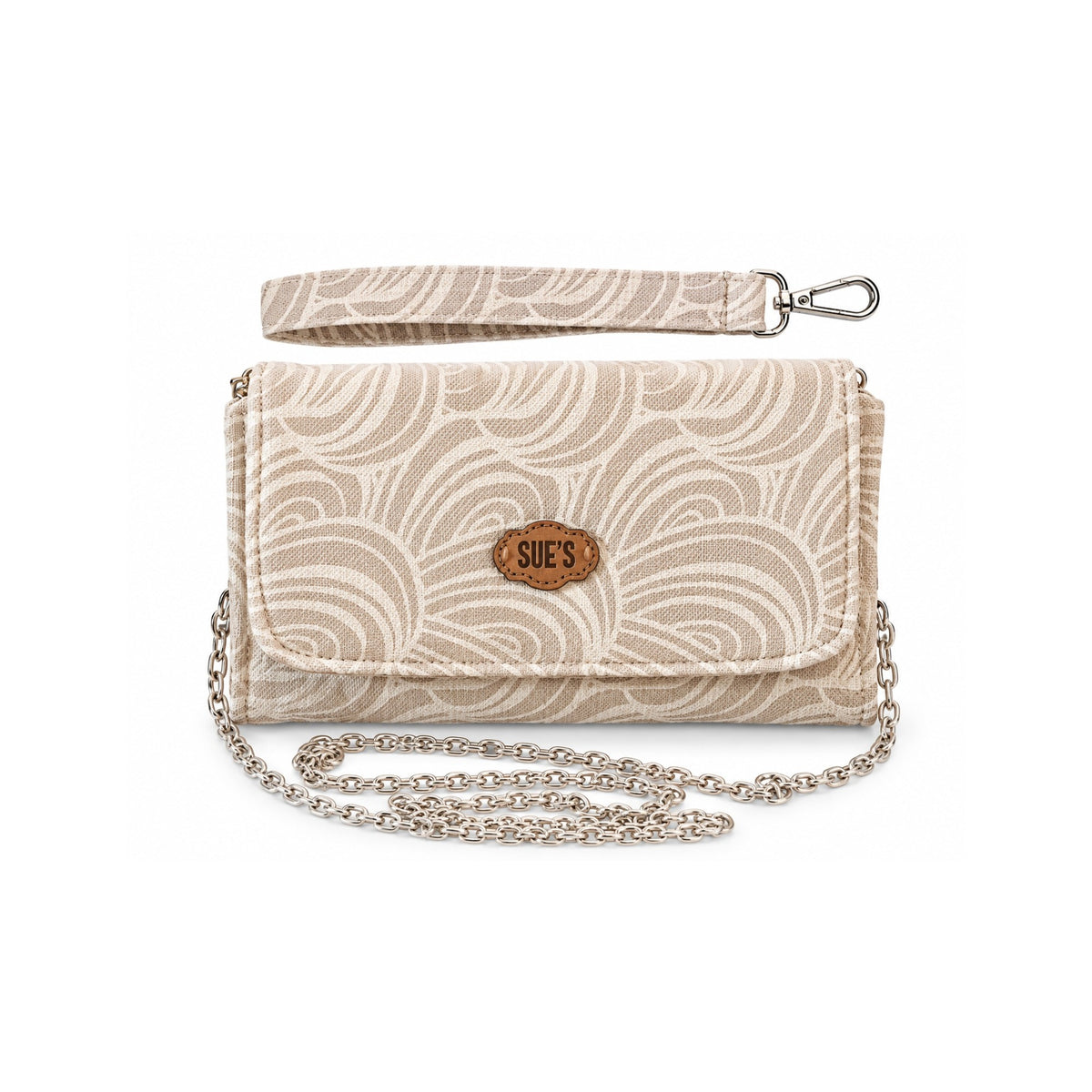 soft beige   big Wallet with  chain Cross hand