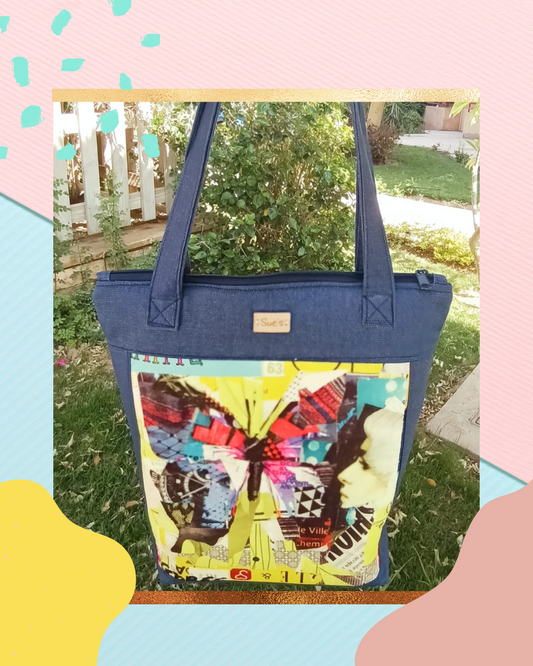 Denim Butterfly Tote Bag