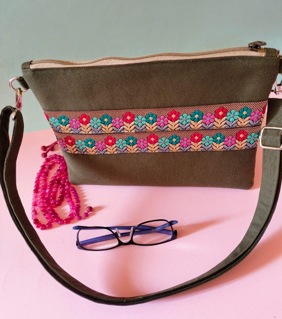 Lovely olive clutch