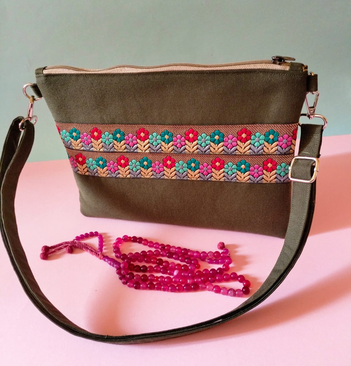 Lovely olive clutch