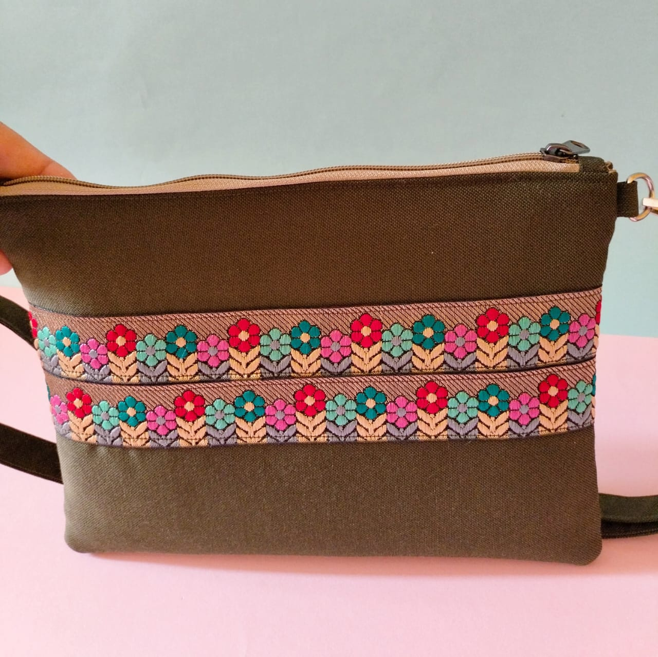 Lovely olive clutch