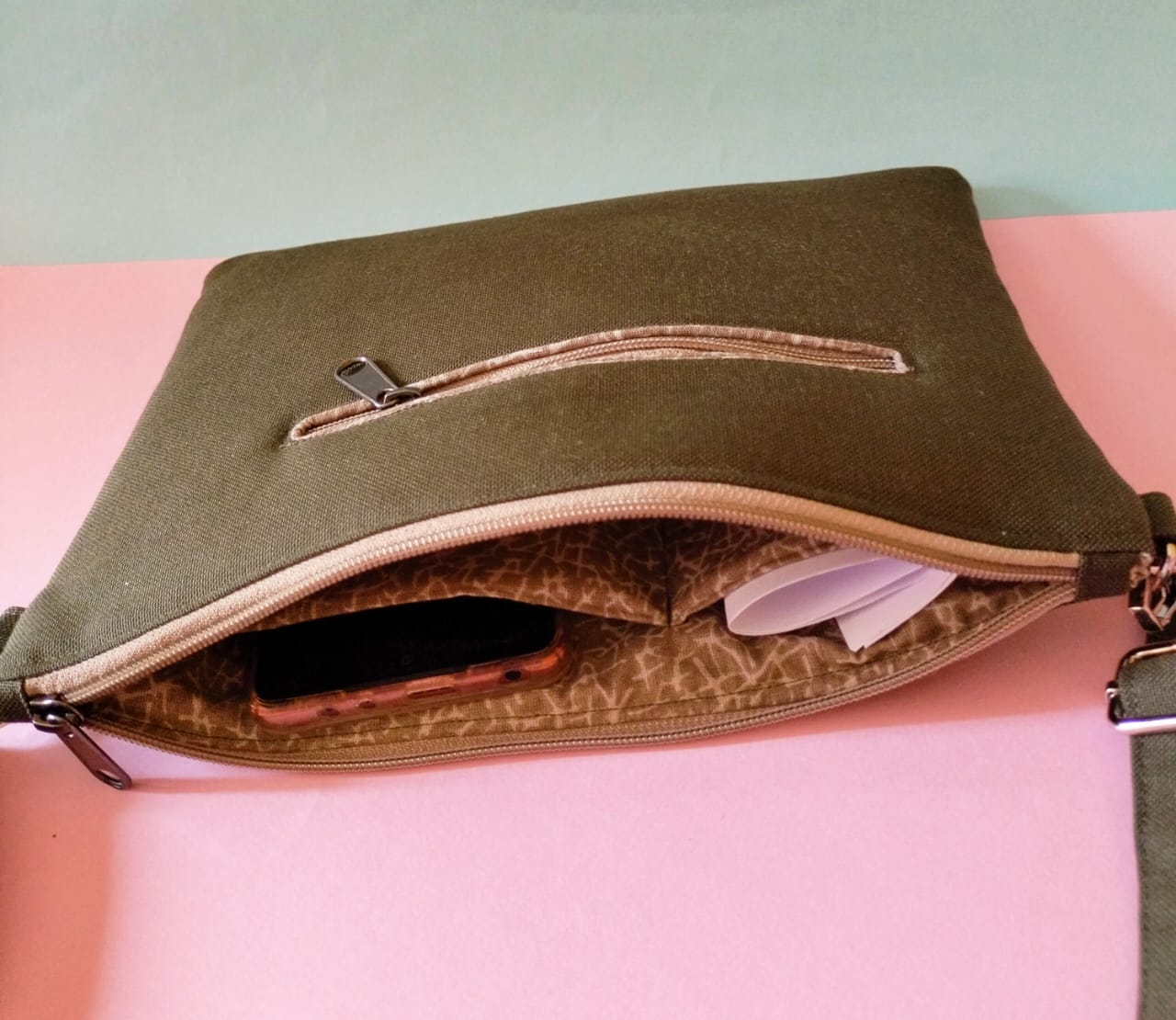 Lovely olive clutch